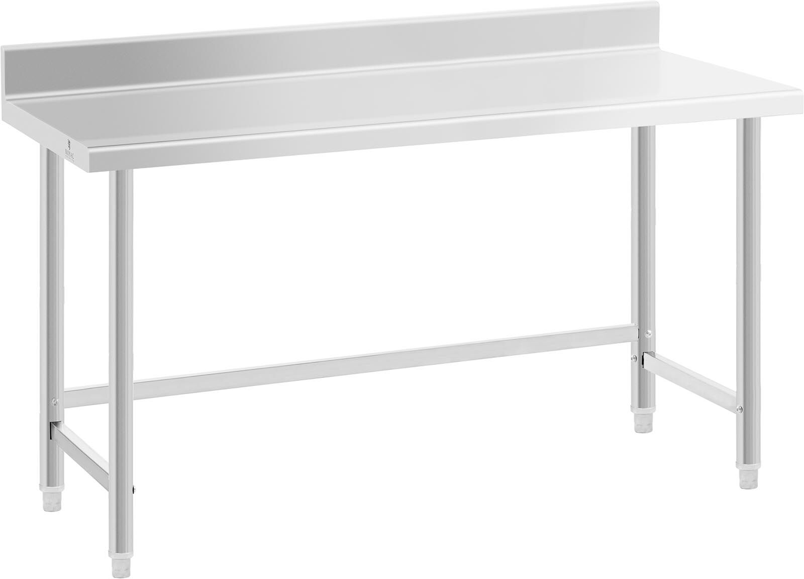 Royal Catering Stainless steel table - 150 x 60 cm - backsplash - 90 kg load capacity - Royal Catering