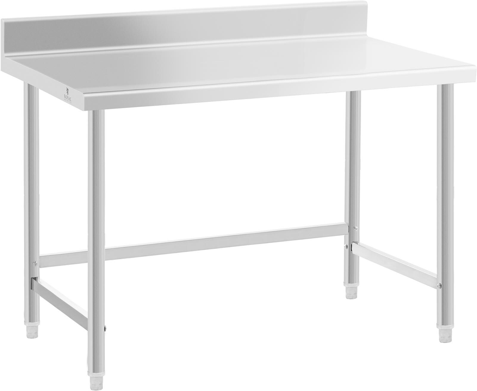 Royal Catering Stainless Steel Work Table - 120 x 70 cm - upstand - 93 kg bearing capacity - Royal Catering