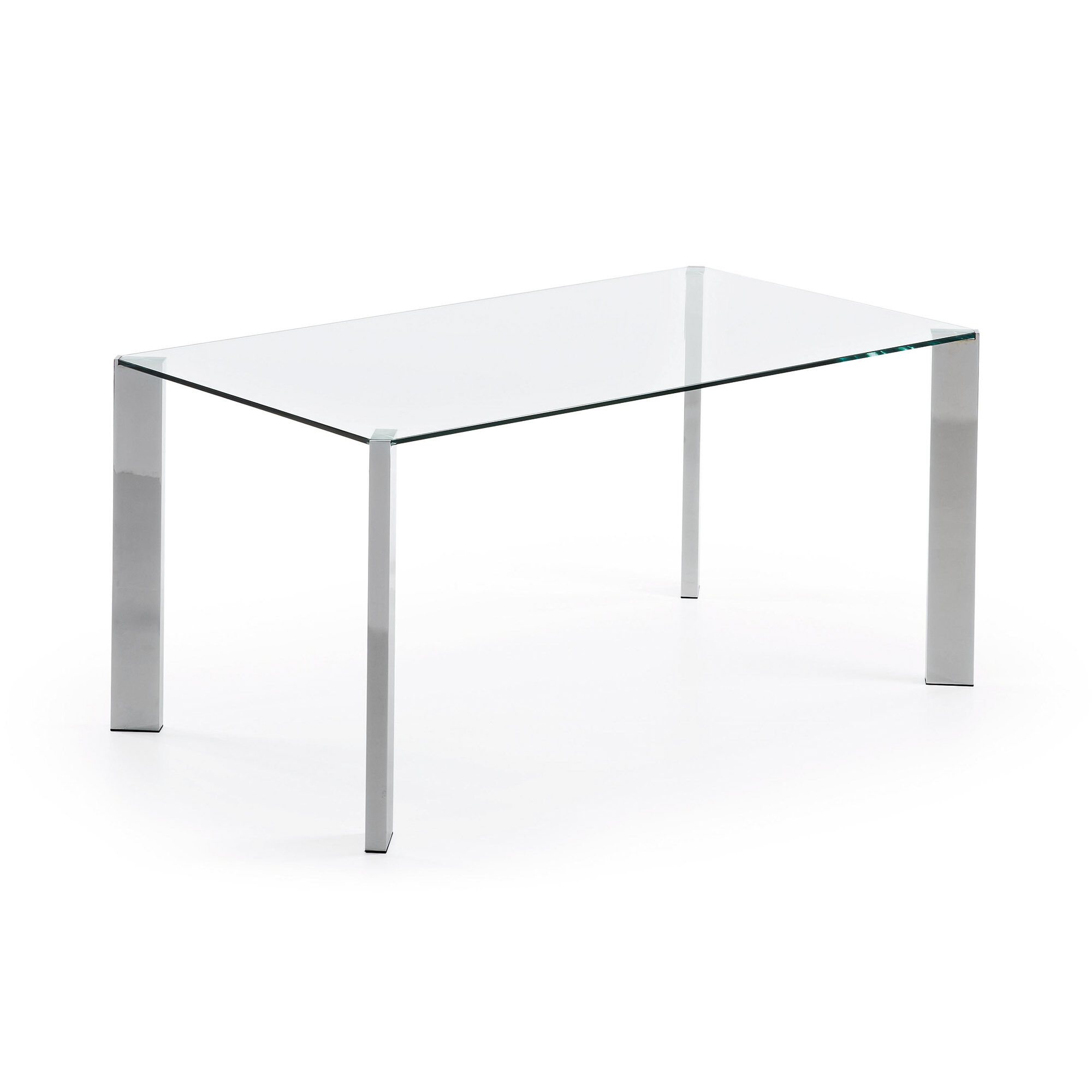 Kave Home Spot glass table with steel legs and chrome finish 162 x 92 cm