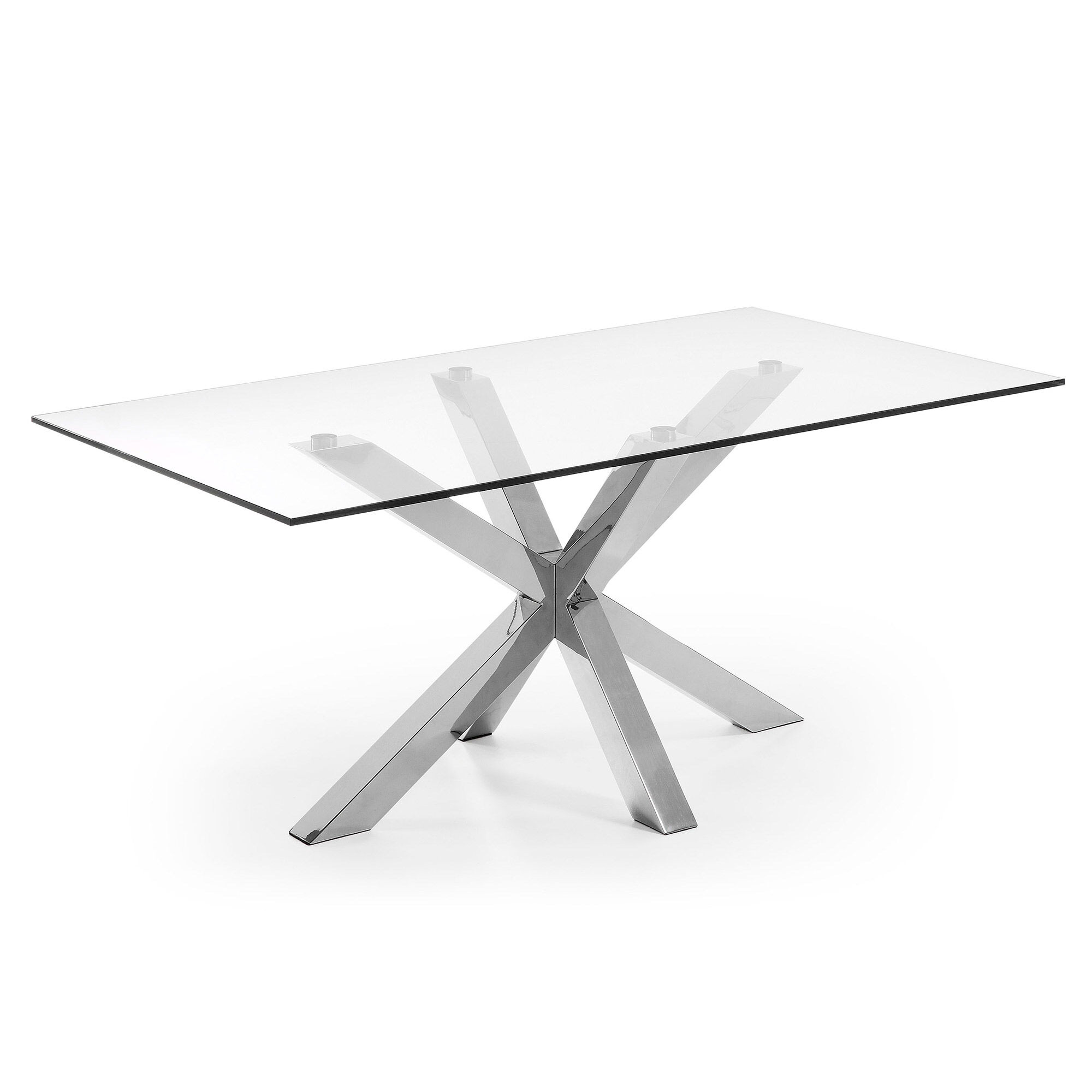 Kave Home Argo glass table with stainless steel legs 180 x 100 cm