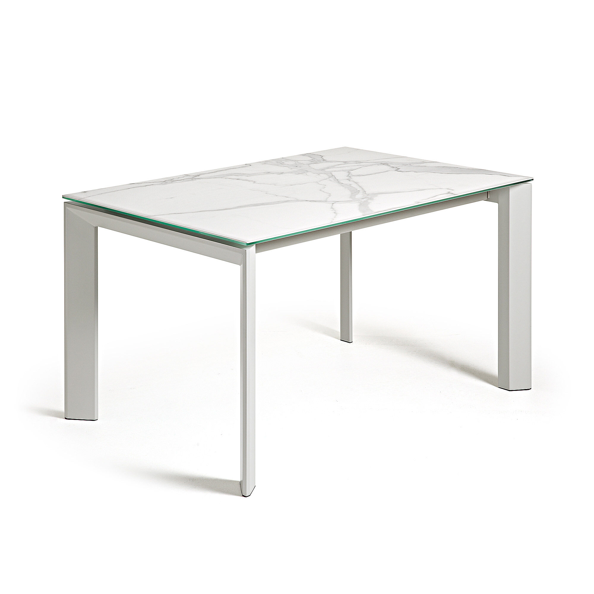 Kave Home Extendable table Axis 140 (200) cm porcelain Kalos White finish gray legs