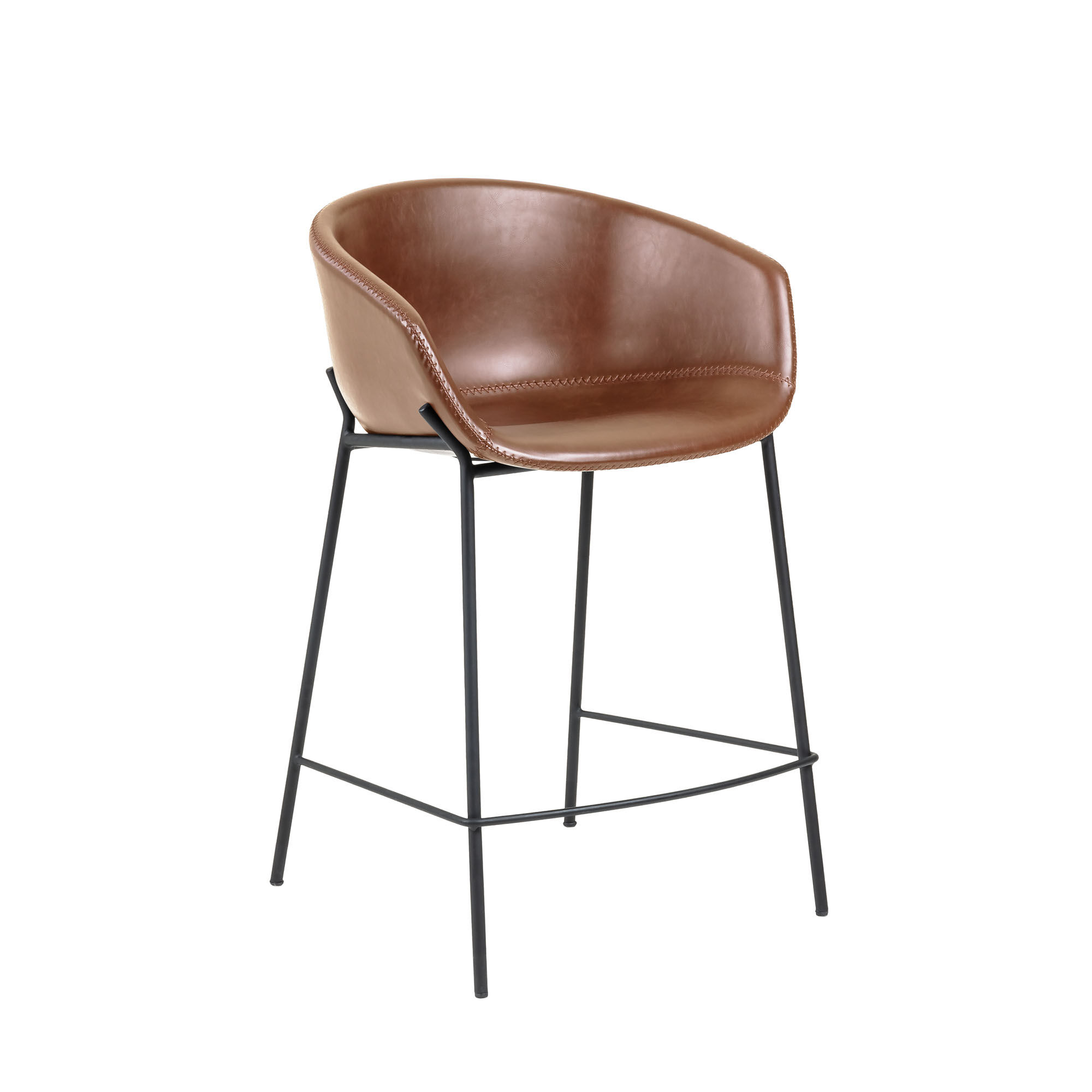 Kave Home Brown synthetic leather Yvette barstool height 65 cm