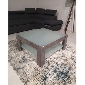 Toscohome Tavolino da salotto 88,5x81 cm colore cemento con doppio ripiano in vetro - Homy