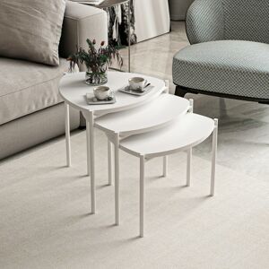 Toscohome Tris tavolini da salotto moderni colore bianco - Lenny