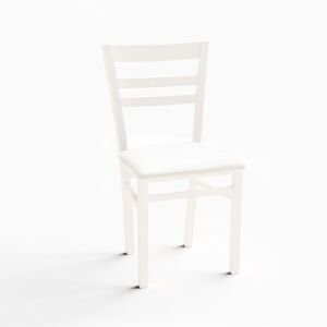 Toscohome Sedia in legno colore bianco opaco con seduta rivestita