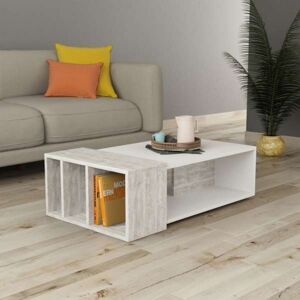 Toscohome Tavolino da salotto 102x56,5 cm in legno colore bianco vintage - Anita