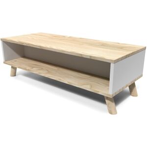 ABC MEUBLES Tavolino rettangolare scandinavo legno e bianco Viking -  - Vernice Naturale/Bianco