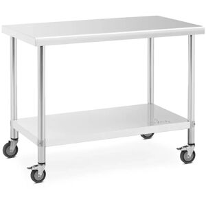 Royal Catering Tavolo inox con ruote - 60 x 120 cm - Capacità di carico 158 kg -  RCAT-120/60-W