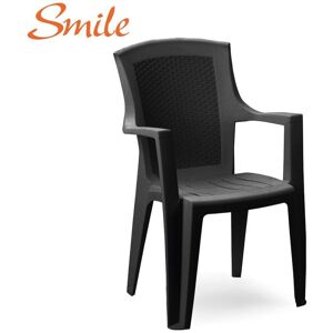 Smile ELEN SEDIA IMPILABILE MONOBLOCCO COLORE GRIGIO SCURO EFFETTO RATTAN