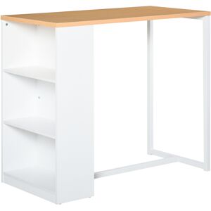 Homcom Tavolo Alto da Cucina e Bar con 3 Mensole, Struttura in Acciaio e MDF, Stile Moderno, Bianco, 115x55x100cm