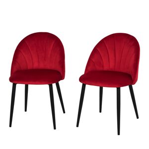 Homcom Set di 2 Sedie da pranzo nordiche imbittite senza braccioli con schienale curvo gambe in metallo sedie sala da pranzo moderne rossa