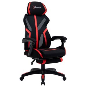 Vinsetto Sedia da Ufficio Ergonomica Regolabile, Poltrona con Schienale Reclinabile e Poggiapiedi, 65x65x119-129cm, Aosom Sedie Gaming Nero Rosso