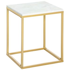 Outsunny Tavolino da Caffè Elegante per Salotto e Giardino, Design in Metallo con Effetto Marmo, Adatto a Interni/Esterni, Oro