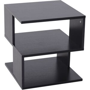 Homcom Tavolino Basso da Salotto 3 Ripiani, Design Moderno in Legno, Salvaspazio, 40x40x43cm - Nero