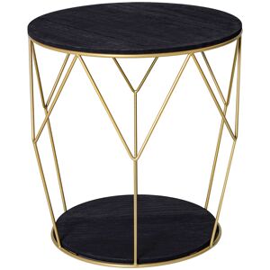 Homcom Tavolino Contenitore da Salotto dal Design Geometrico e Moderno in Metallo e MDF, Colori: Oro e Nero (Φ45x48cm)