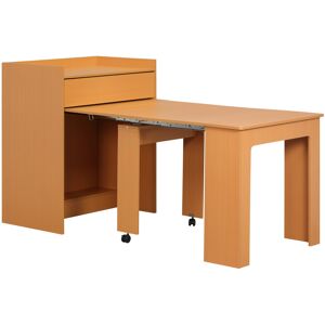 Homcom Tavolo Pieghevole da Pranzo max 5 Persone in Truciolato e Acciaio, 84x180x100 cm, color Legno