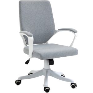 Vinsetto Sedia da Ufficio Ergonomica, Altezza Regolabile e Funzione Dondolo, Poltrona Girevole con Ruote, 62x69x92-100cm, Grigio Bianco