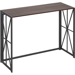 Homcom Tavolo Consolle da Ingresso Stile Industriale Pieghevole in Legno e Metallo, 100x38x80cm, Marrone