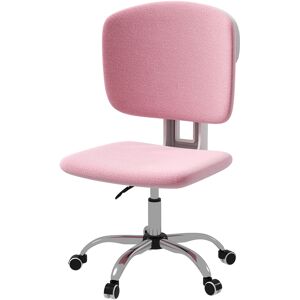 Vinsetto Sedia Ergonomica ad Altezza Regolabile in Tessuto Effetto Lino con Schienale Ricurvo, 48x53x80-90 cm, Rosa