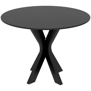 Homcom Tavolo da Pranzo Moderno Rotondo per 4 Persone in Acciaio e MDF, Ø100x75cm, Nero