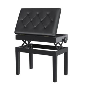 Homcom Sgabello panchetta panchina sedia per pianoforte con vano portaoggetti altezza regolabile, 54.5x33x48-58cm, sgabelli imbottiti Nero