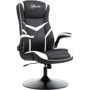 Vinsetto Sedia Poltrona Gaming da Ufficio Ergonomica, Altezza Regolabile, Base Fissa, Braccioli Pieghevoli Aosom Sedie Ufficio Nero e Bianco