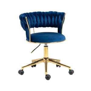 Gomyway Elegante Sedia da Ufficio in Velluto Girevole a 360°, con Altezza Regolabile, Design Unico per il Salotto, Blu