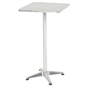 Homcom Tavolino Bar/Ristorante in Acciaio Inox, Tavolo con Piano Appoggio Quadrato 60x60cm e Altezza Regolabile 70-110cm