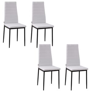 Homcom Set 4 Sedie Imbottite per Soggiorno o Sala da Pranzo, Sedie Sala da Pranzo Moderne in Metallo e Tessuto Bianco