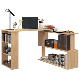 Homcom Scrivania Computer PC Angolare Design a L Girevole con 5 Ripiani Ufficio, Tavolo da Pranzo in Legno 120x110x74.5cm