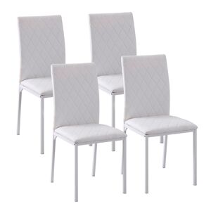 Homcom Set 4 Sedie Imbottite per Sala da Pranzo con Rivestimento in Similpelle, 41x50x91cm - Bianco