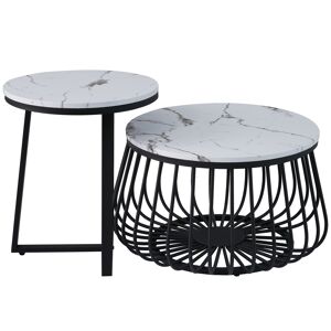 Gl Store Set di Tavolini con Struttura in Marmo, Ideale come Letto per Gatti - Design Elegante in Nero e Bianco