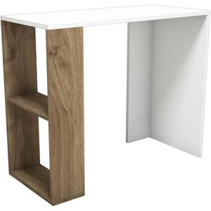 HOMEMANIA Tavolo Portacomputer Nano 90x40x75 cm Bianco e Noce