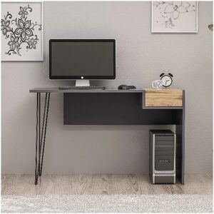 HOMEMANIA Scrivania antracite noce porte usb Candy 121x45