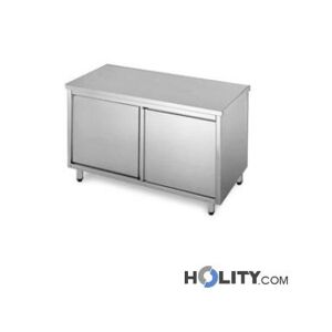 Tavolo Inox Con Ante Scorrevoli Lunghezza 160 Cm H111_107