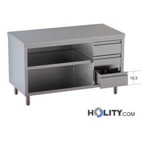 Tavolo Inox Con Cassettiera Laterale A Destra L. 160 Cm H357_104