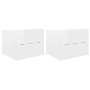 vidaXL Comodini 2 pz Bianco Lucido 40x30x30 cm in Legno Multistrato