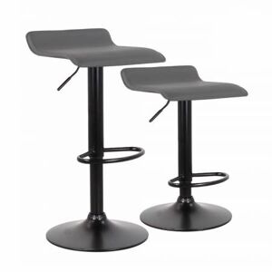 COMPRALO NEW Sgabello Eco Grigio Moderno Set Da 2 Pezzi Con Alzata Gas Ecopelle Mod. Ischia Base Nero