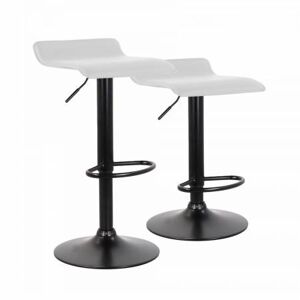 COMPRALO NEW Sgabello Eco Bianco Moderno Set Da 2 Pezzi Con Alzata Gas Ecopelle Mod. Ischia Base Nero