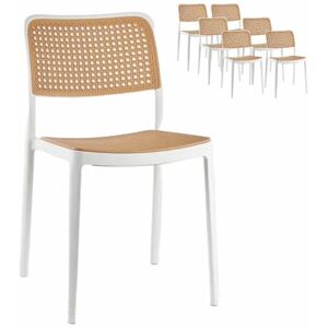 COMPRALO NEW Sedia X6 Imitazione Rattan Ristorante Bianco Morano