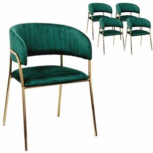 COMPRALO NEW X 4 Sedia New Velvet In Velluto Verde Gambe Oro