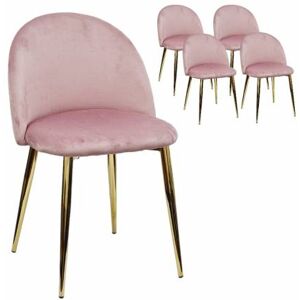 COMPRALO NEW X 4 Sedia Velvet In Velluto Rosa Gambe Robuste Effetto Oro