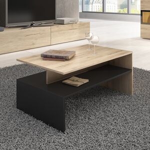 garneroarredamenti Tavolino 100x45cm da salotto design rovere e nero Emotion Gihome®