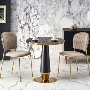 garneroarredamenti Tavolo rotondo moderno 59x74cm marmo nero oro Lugana
