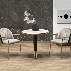 garneroarredamenti Tavolo rotondo moderno 79x74cm marmo bianco nero oro Barbera