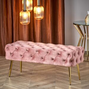 garneroarredamenti Panca moderna 100x45cm in tessuto rosa oro Napoleon
