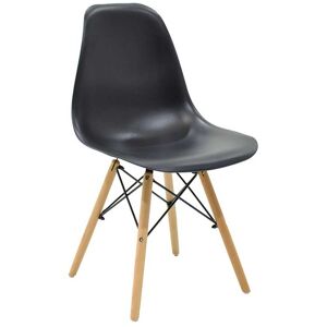 garneroarredamenti Set 4 sedie stile scandinavo polipropilene da pranzo nero gambe legno Efesto