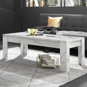 garneroarredamenti Tavolino da salotto moderno design 122x65cm marmo bianco Viking