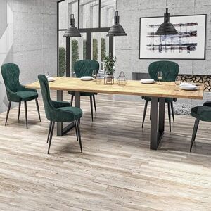 garneroarredamenti Tavolo da pranzo 140x85cm rovere massello acciaio nero Preston