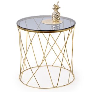 garneroarredamenti Tavolino 55x55cm da salotto rotondo design vetro acciaio oro Lenus